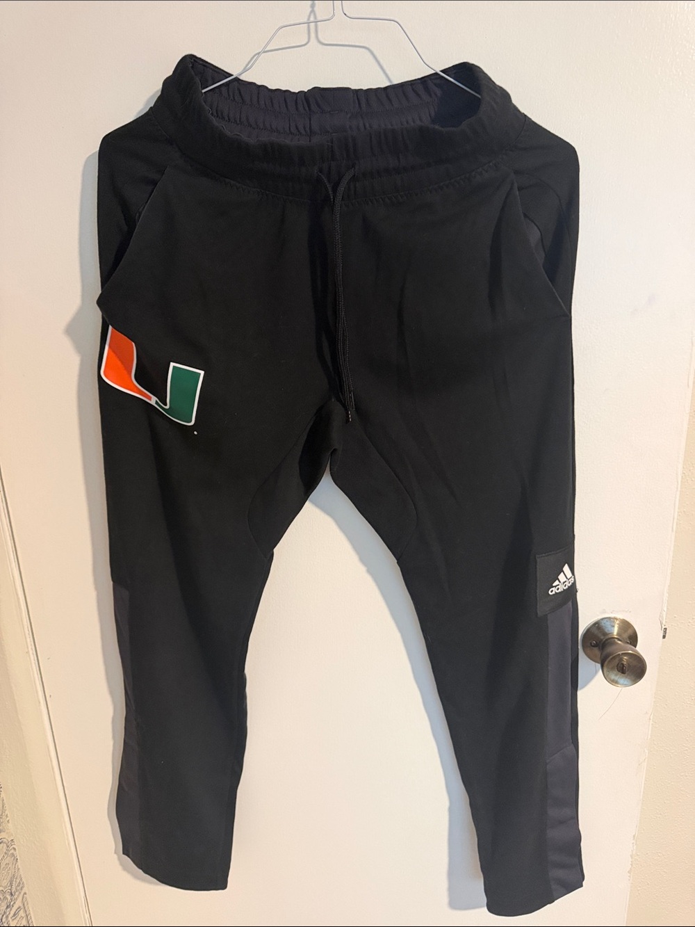 adidas Black Kids Sweatpants with Orange & Green Logo